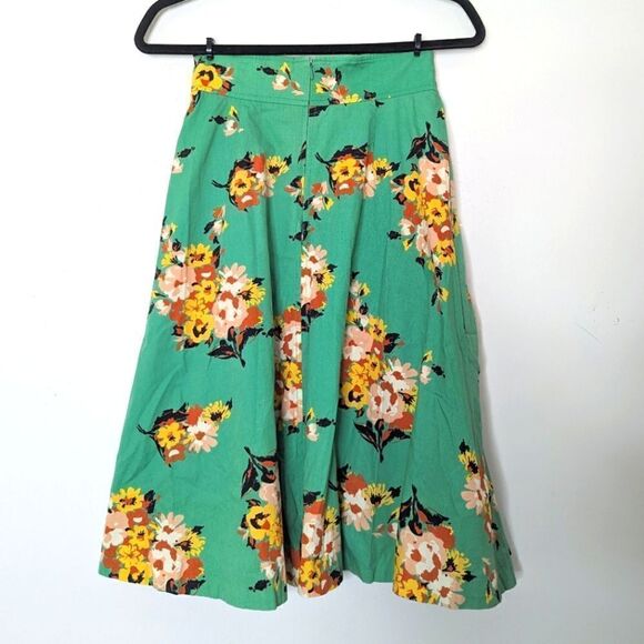 Plenty‎ by Tracy Reese Decade by Decade Floral Midi Skirt Green 0 - Picture 2 of 8